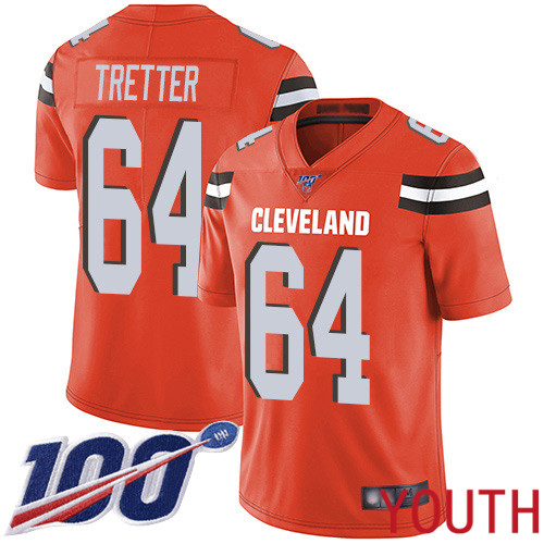 Cleveland Browns JC Tretter Youth Orange Limited Jersey #64 NFL Football Alternate 100th Season Vapor Untouchable
